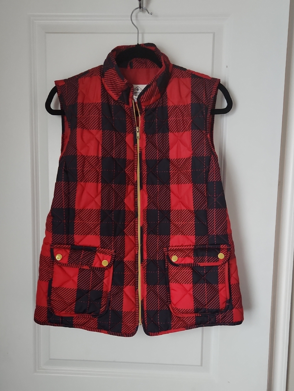 St. John's Bay Red and Black Quilted Zip Vest